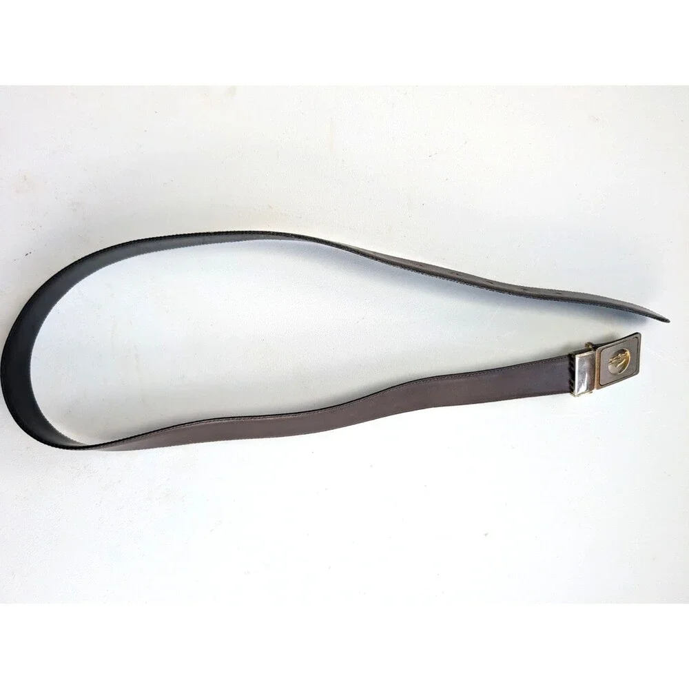 Vintage Golden Croco Reversible Leather Belt Black Brown Italy Size 32 Unisex